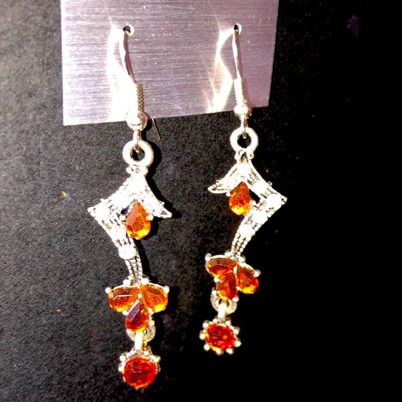 New Orange and Silver earrings - Picture 2 of 6